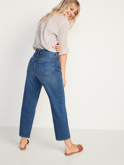 Image number 2 showing, High-Waisted Slouchy Straight Cropped Jeans for Women
