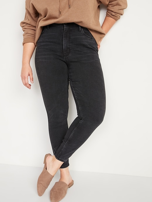 Image number 5 showing, Extra High-Waisted Rockstar 360° Stretch Super Skinny Black Jeans for Women