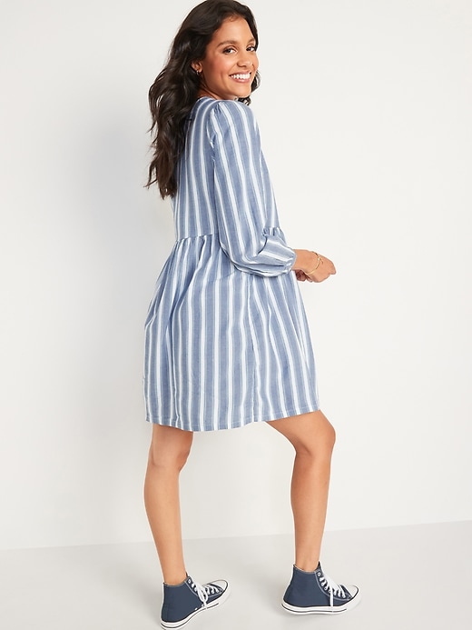 Image number 2 showing, Long-Sleeve Button-Down Mini Swing Dress