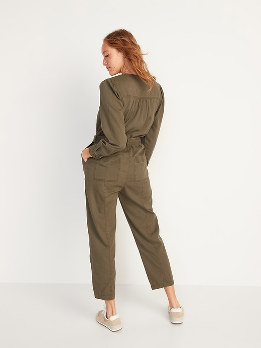 Image number 2 showing, Long-Sleeve Zip-Front Cropped Utility Jumpsuit