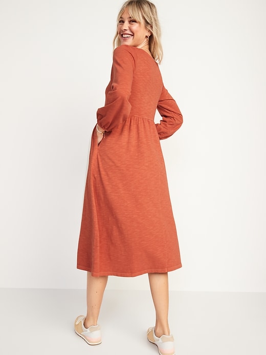 Image number 2 showing, Long-Sleeve Fit & Flare Slub-Knit Midi Dress