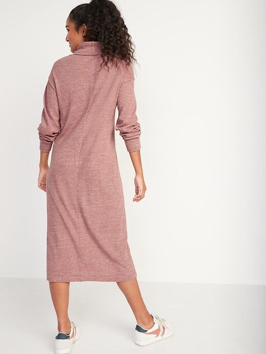 Image number 2 showing, Long-Sleeve Turtleneck Midi Sweater Shift Dress for Women
