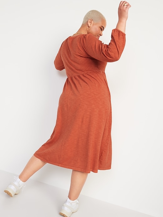 Image number 6 showing, Long-Sleeve Fit & Flare Slub-Knit Midi Dress for Women