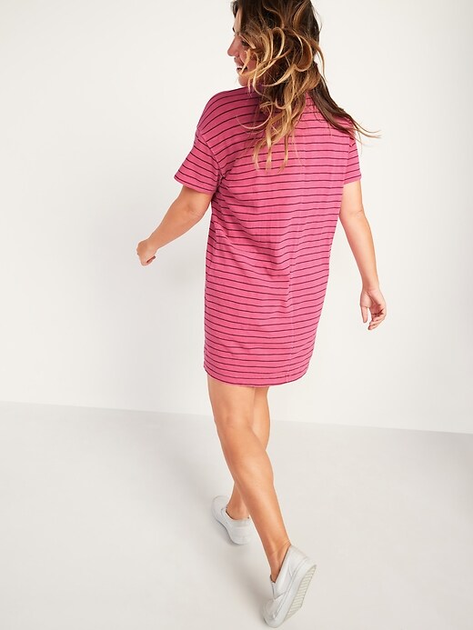Image number 6 showing, Loose Vintage Garment-Dyed Striped T-Shirt Shift Dress for Women