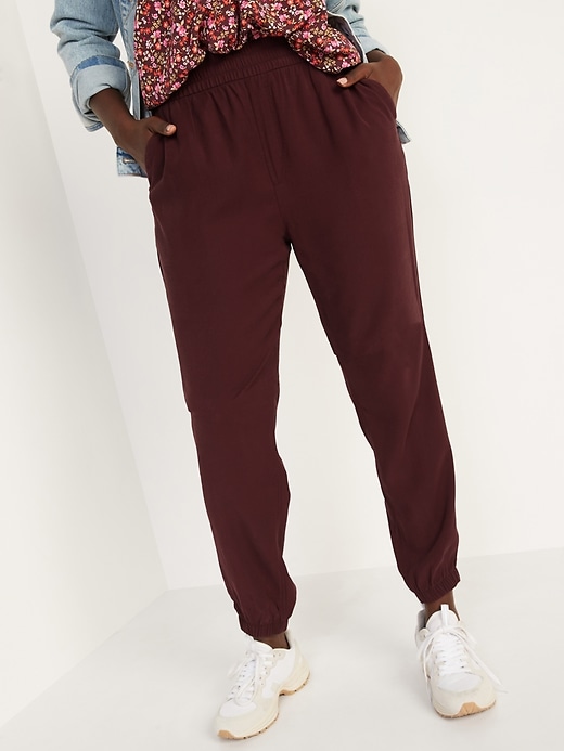 Old Navy Women’s Burgundy High-Waisted Twill Jogger Pants Size XXL 3X or 4X  Plus