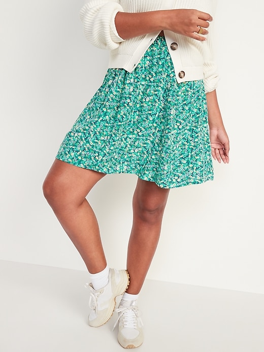 Image number 5 showing, Floral-Print A-Line Mini Skirt for Women