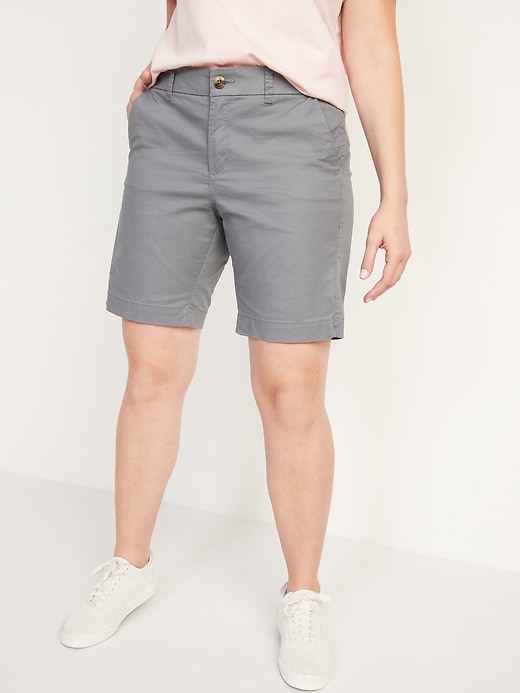 Image number 5 showing, Mid-Rise Twill Everyday Bermuda Shorts for Women - 9-inch inseam