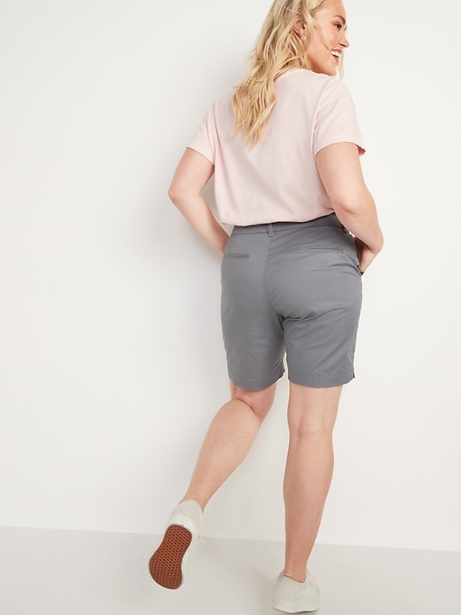 Image number 6 showing, Mid-Rise Twill Everyday Bermuda Shorts for Women - 9-inch inseam