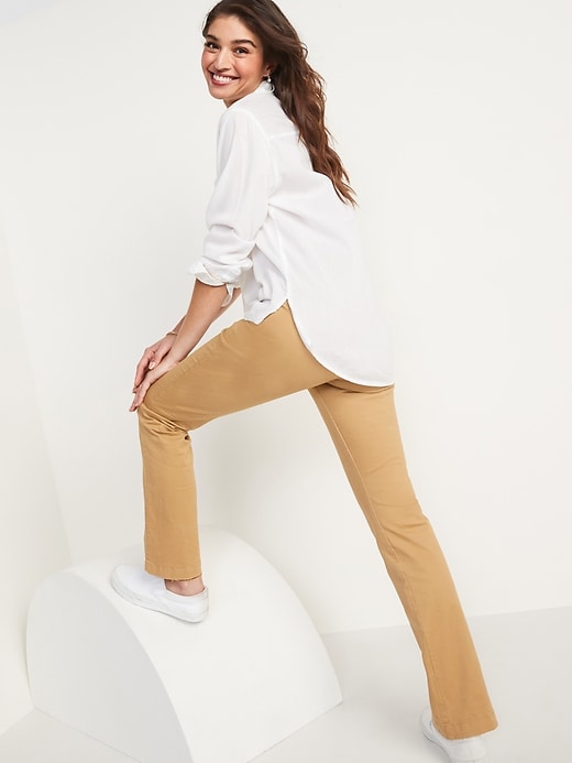 Image number 2 showing, Mid-Rise Boot-Cut Khakis for Women