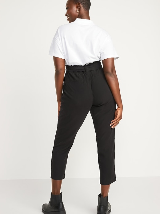 Image number 5 showing, High-Waisted Cropped Belted Straight-Leg Pants for Women
