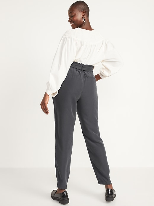 Image number 5 showing, High-Waisted Cropped Belted Straight-Leg Pants