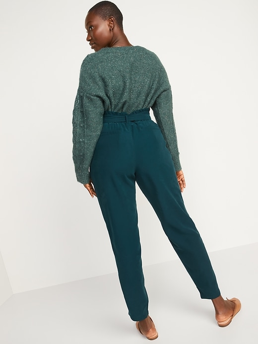 Image number 5 showing, High-Waisted Cropped Belted Straight-Leg Pants