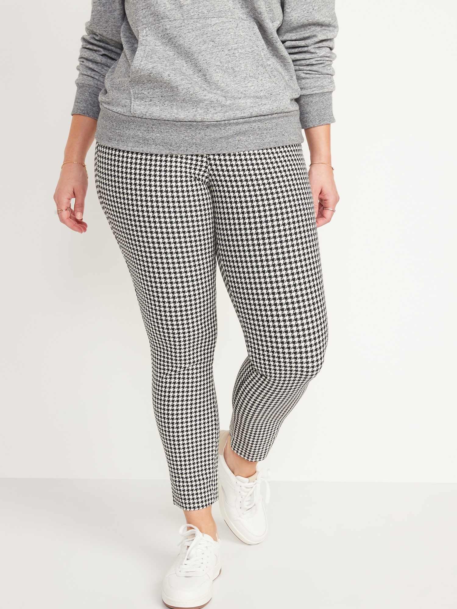 The Petite High Waist Side Zip Trouser Pant in Houndstooth