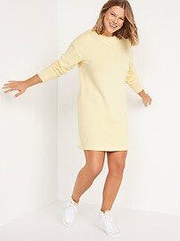 Long-Sleeve Mini Sweatshirt Shift Dress 