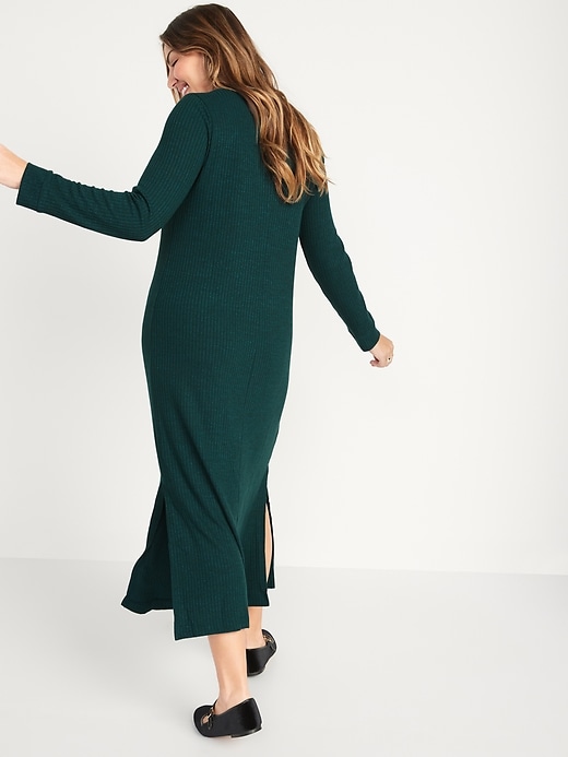 Image number 5 showing, Rib-Knit Long-Sleeve Maxi Shift Dress for Women