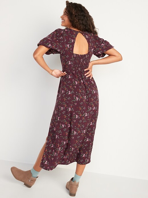 Image number 2 showing, Puff-Sleeve Floral Maxi Shift Dress for Women