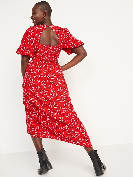 Image number 6 showing, Puff-Sleeve Floral Maxi Shift Dress for Women