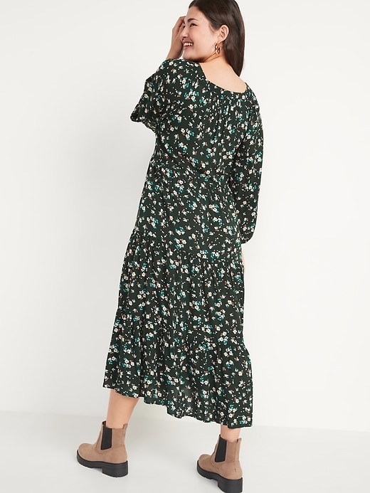 Image number 6 showing, Long-Sleeve Tiered Floral Maxi Swing Dress for Women
