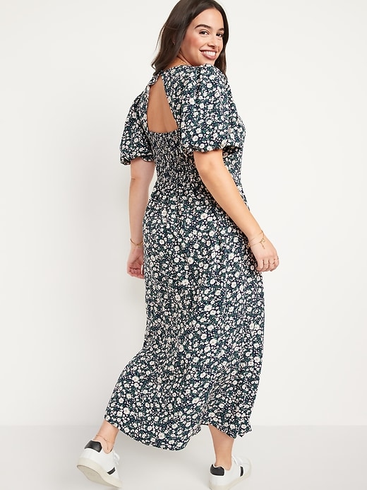 Image number 6 showing, Puff-Sleeve Floral Maxi Shift Dress for Women