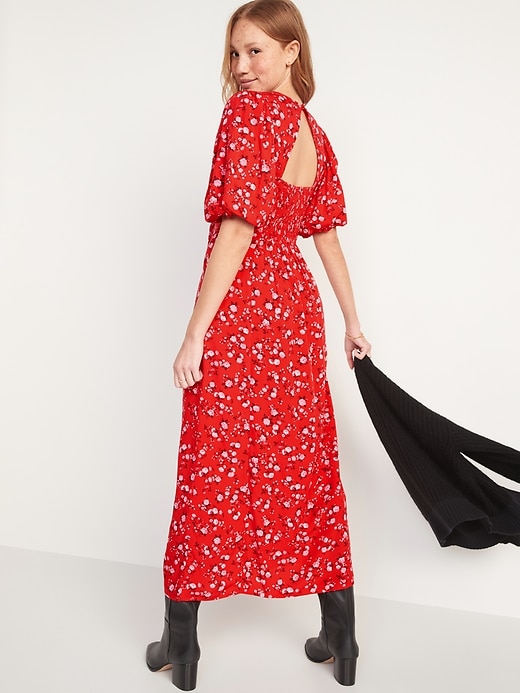 Image number 2 showing, Puff-Sleeve Floral Maxi Shift Dress