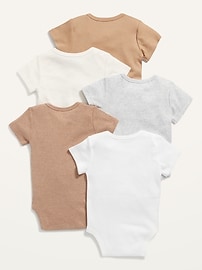 Image number 2 showing, Unisex Short-Sleeve Bodysuit 5-Pack for Baby
