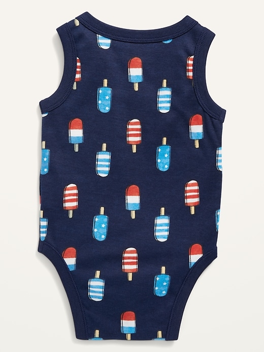 View large product image 2 of 2. Unisex Printed Sleeveless Bodysuit for Baby