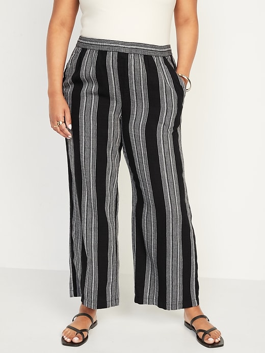 Image number 5 showing, High-Waisted Striped Linen-Blend Wide-Leg Pants for Women