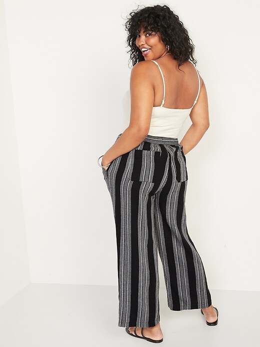 Image number 6 showing, High-Waisted Striped Linen-Blend Wide-Leg Pants for Women