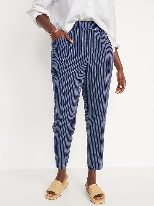 Image number 5 showing, High-Waisted Cropped Linen-Blend Pants