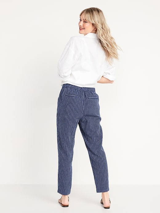 Image number 2 showing, High-Waisted Cropped Linen-Blend Pants