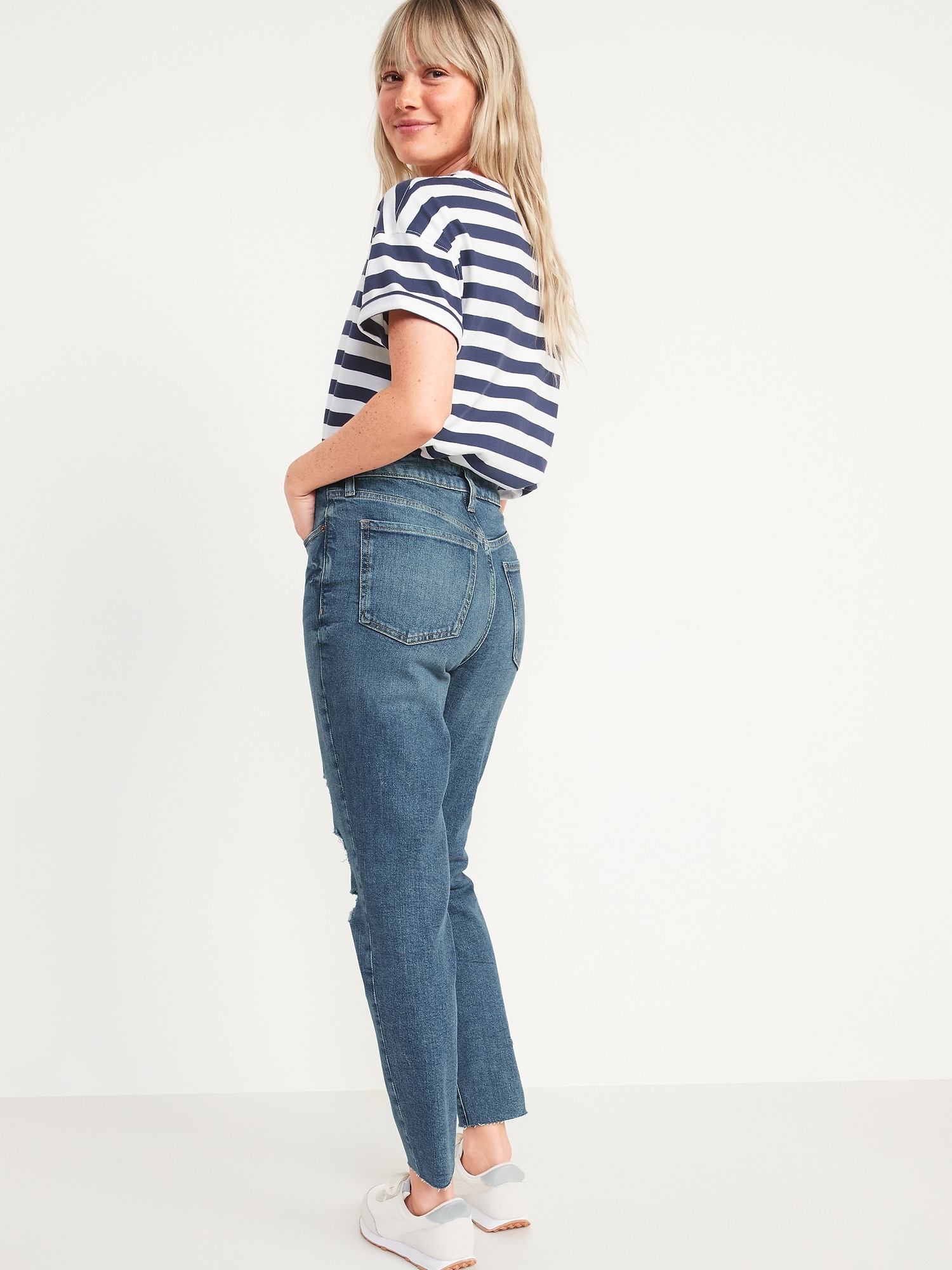 High-Waisted OG Straight Ripped Ankle Jeans for Women, Old Navy