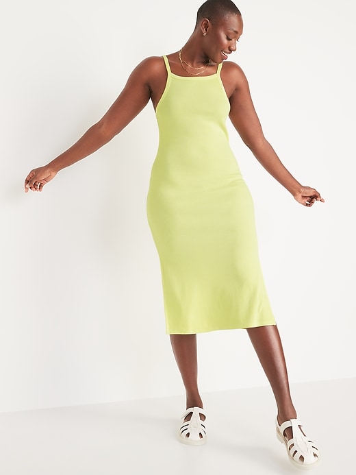 Image number 5 showing, Fitted Rib-Knit Midi Cami Dress