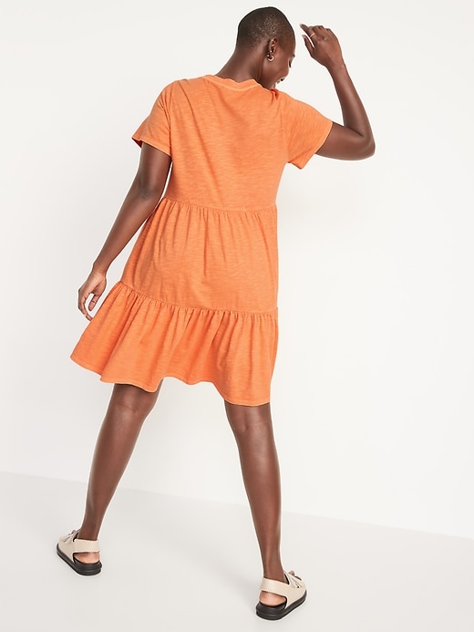 Image number 6 showing, Short-Sleeve Tiered Mini Swing Dress for Women