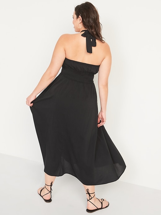 Image number 6 showing, Fit & Flare Smocked Twist-Front Halter Maxi Dress
