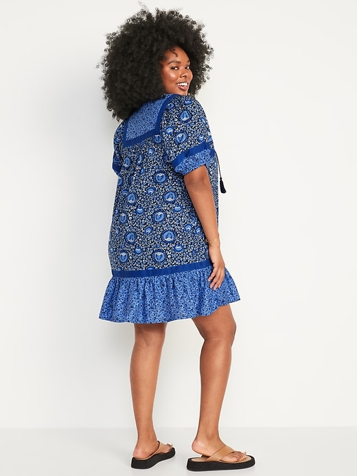 Image number 5 showing, Puff-Sleeve Printed Mini Swing Dress