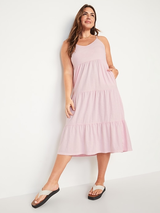 Tiered Slub-Knit Midi Cami Swing Dress for Women | Old Navy
