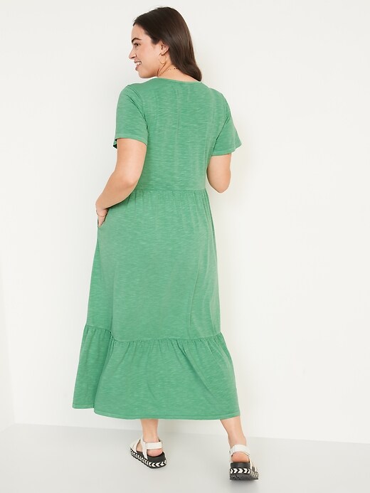 old navy slub knit dress Short-Sleeve Slub-Knit Tiered Midi Swing Dress