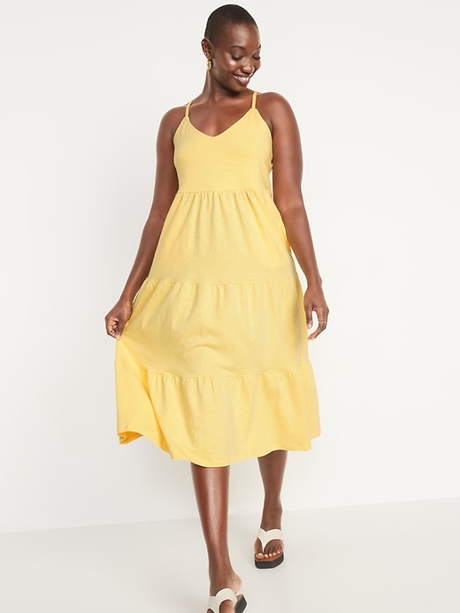 Tiered Slub-Knit Midi Cami Swing Dress | Old Navy