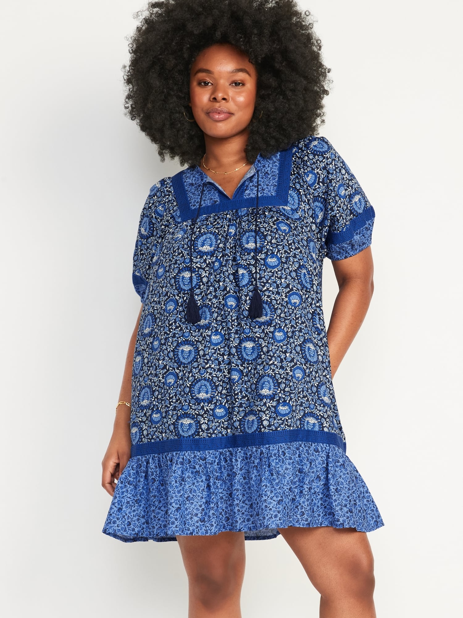 Puff-Sleeve Printed Mini Swing Dress for Women | Old Navy