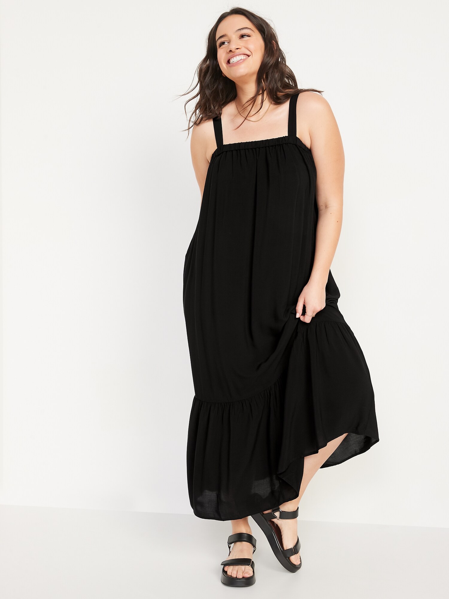 Sleeveless Tie-Back Cutout Maxi Swing Dress for Women