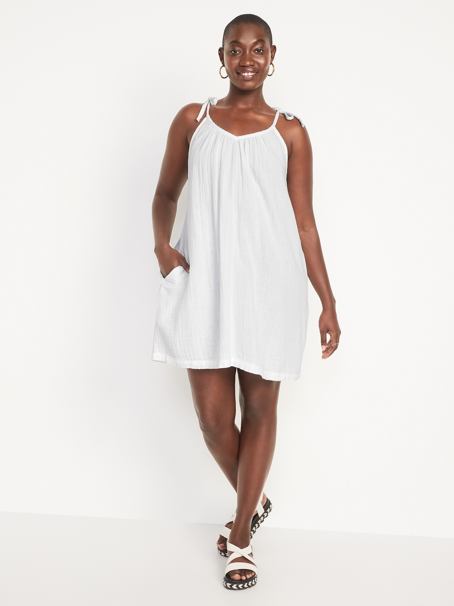 Tie-Shoulder Mini Cami Swing Dress | Old Navy