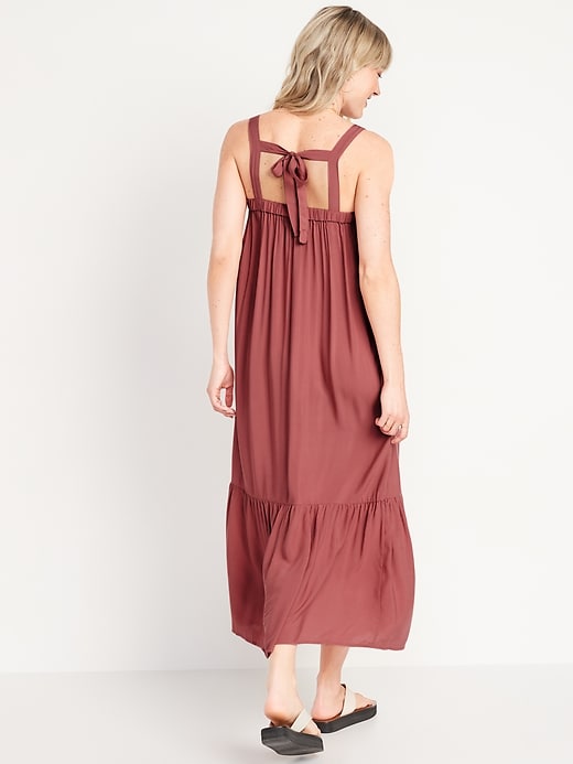 Image number 2 showing, Sleeveless Tie-Back Cutout Maxi Swing Dress for Women