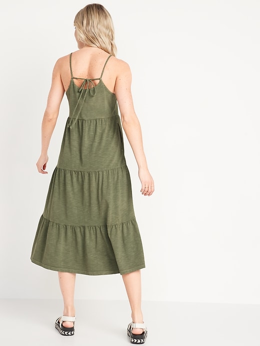 Image number 2 showing, Tiered Slub-Knit Midi Cami Swing Dress for Women