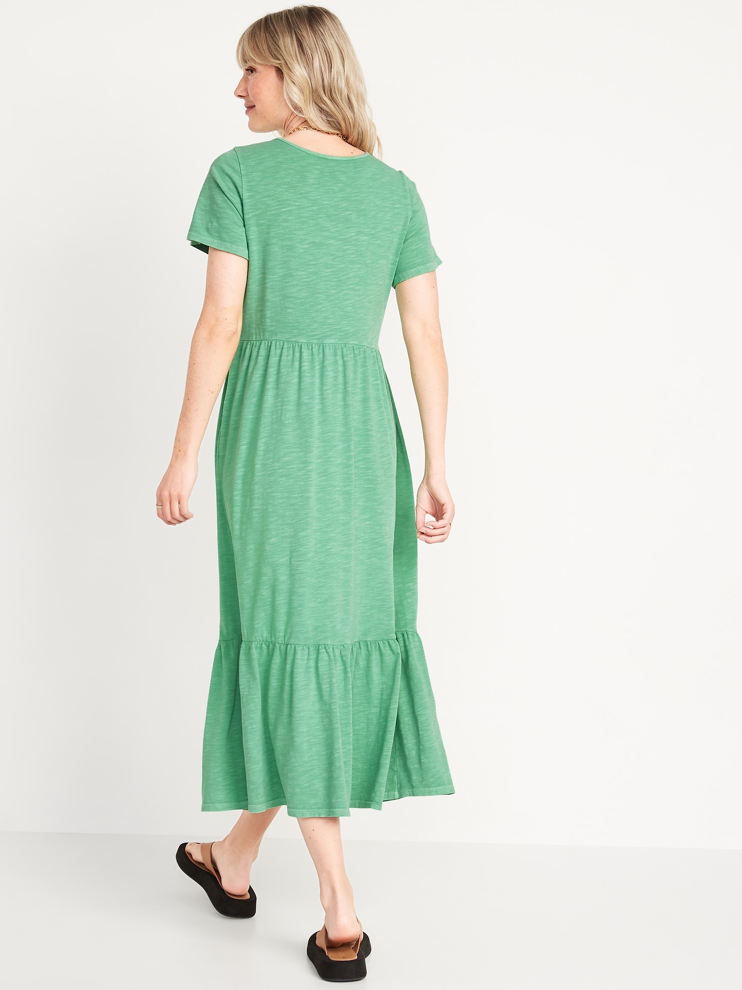 nsendm Womens Summer Casual Plus Size Loose T Shirt Midi Dress Swing Short  Sleeve Baggy Oversize Short Sleeve Solid Tie Dress Dress Green Small 