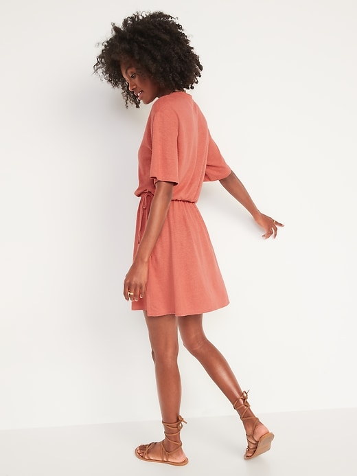 Image number 2 showing, Waist-Defined Linen-Blend Mini Dress