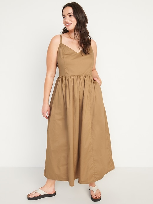 Image number 4 showing, Cotton-Poplin Cami Maxi Swing Dress for Women