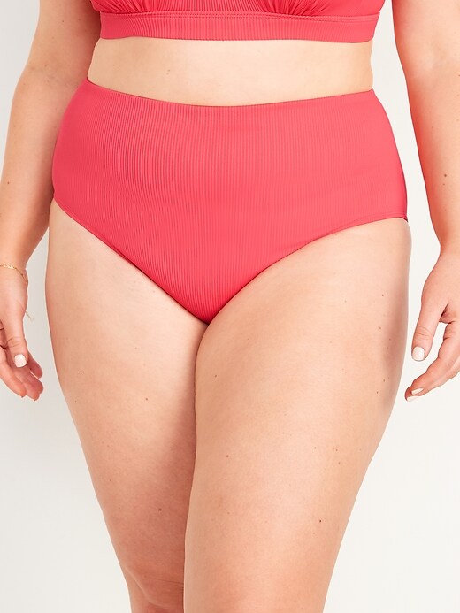 Image number 7 showing, High-Waisted Ribbed Bikini Swim Bottoms for Women