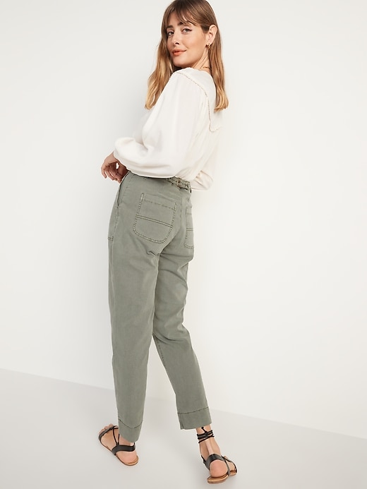 Image number 2 showing, High-Waisted Straight Canvas Workwear Pants for Women