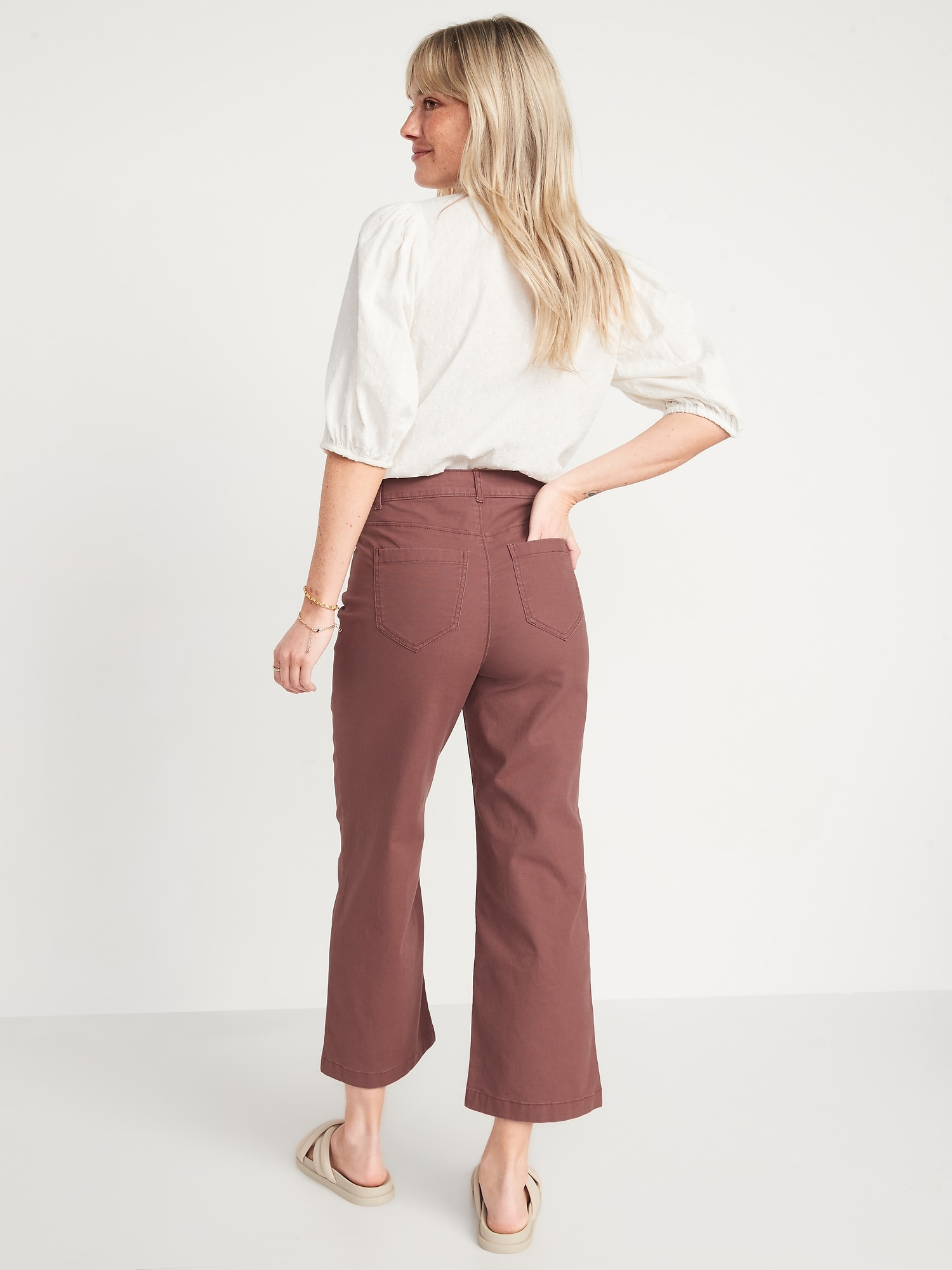 Old Navy Extra High-Waisted Canvas Wide-Leg Cropped Pants for