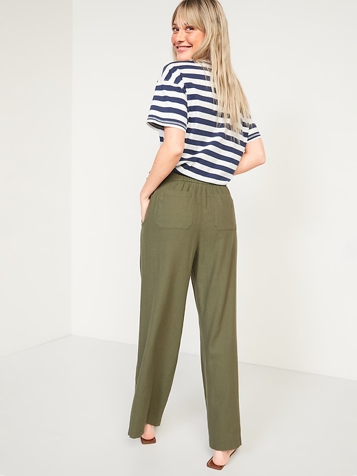 Image number 2 showing, High-Waisted Linen-Blend Wide-Leg Pants for Women